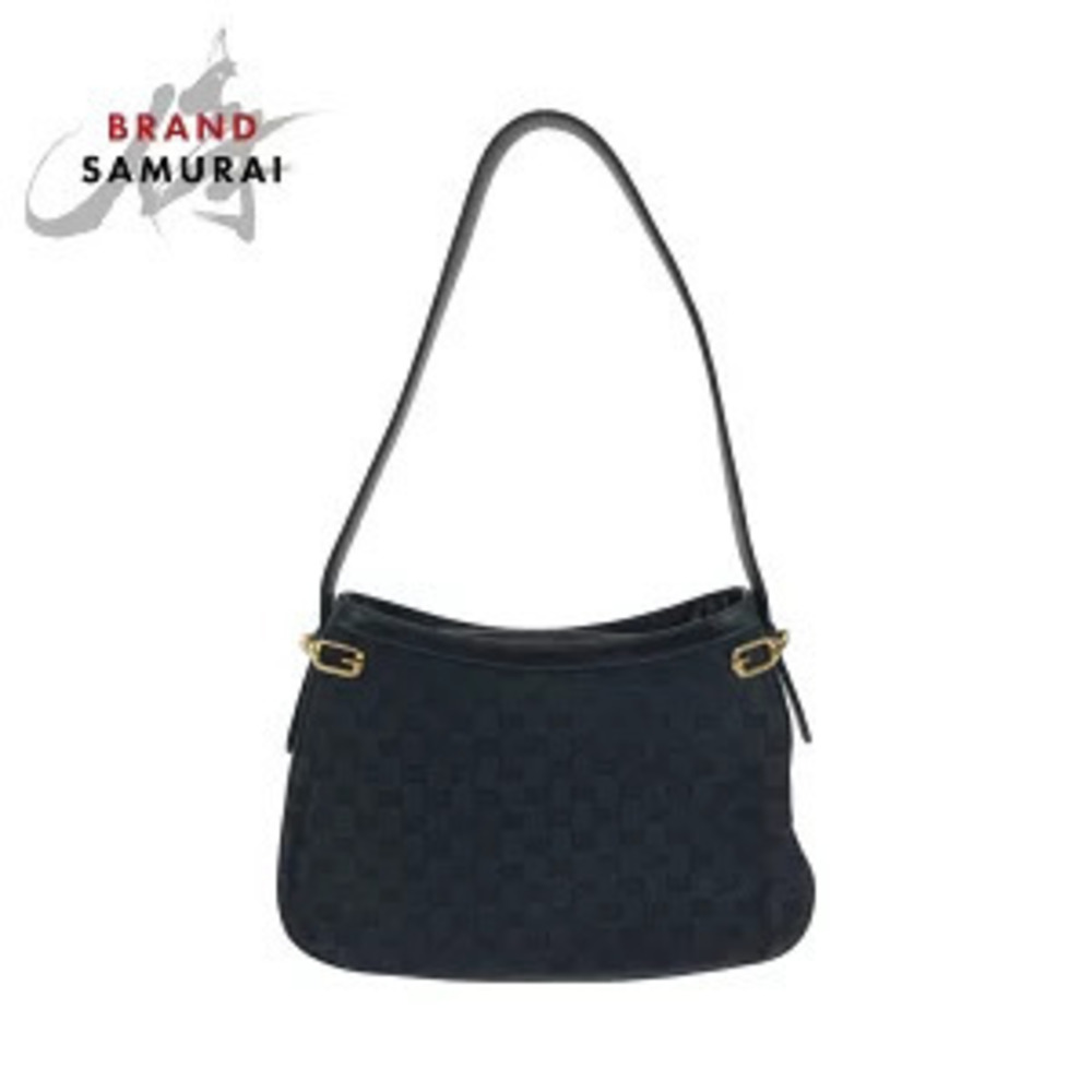 Gucci black GG canvas hobo shoulder bag